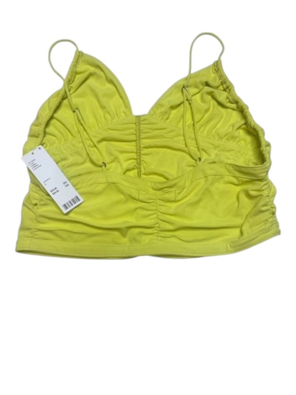 URBAN OUTFITTERS Lime Green Ruched Cropped Cami Top - Size Large - Picture 3 of 8
